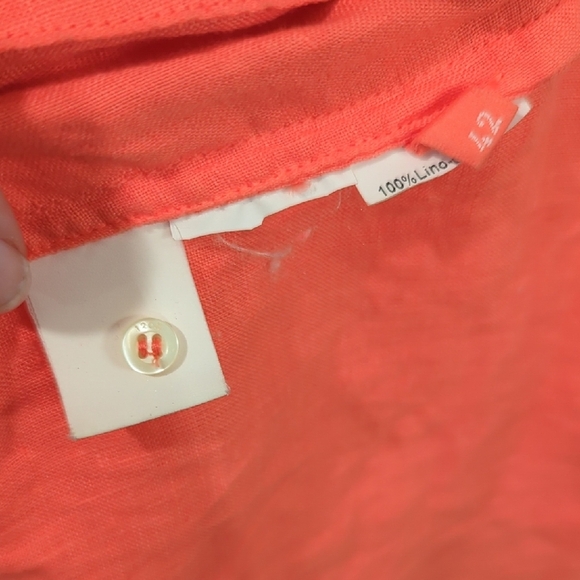 120% Lino Maxi Dress Linen Coral Beaded Neck size 42 (Small) - Picture 6 of 9